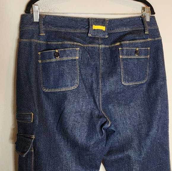 Lands' End Lined Cargo Jeans Darkwash Straight 7 Pockets Size 14 - Picture 9 of 16